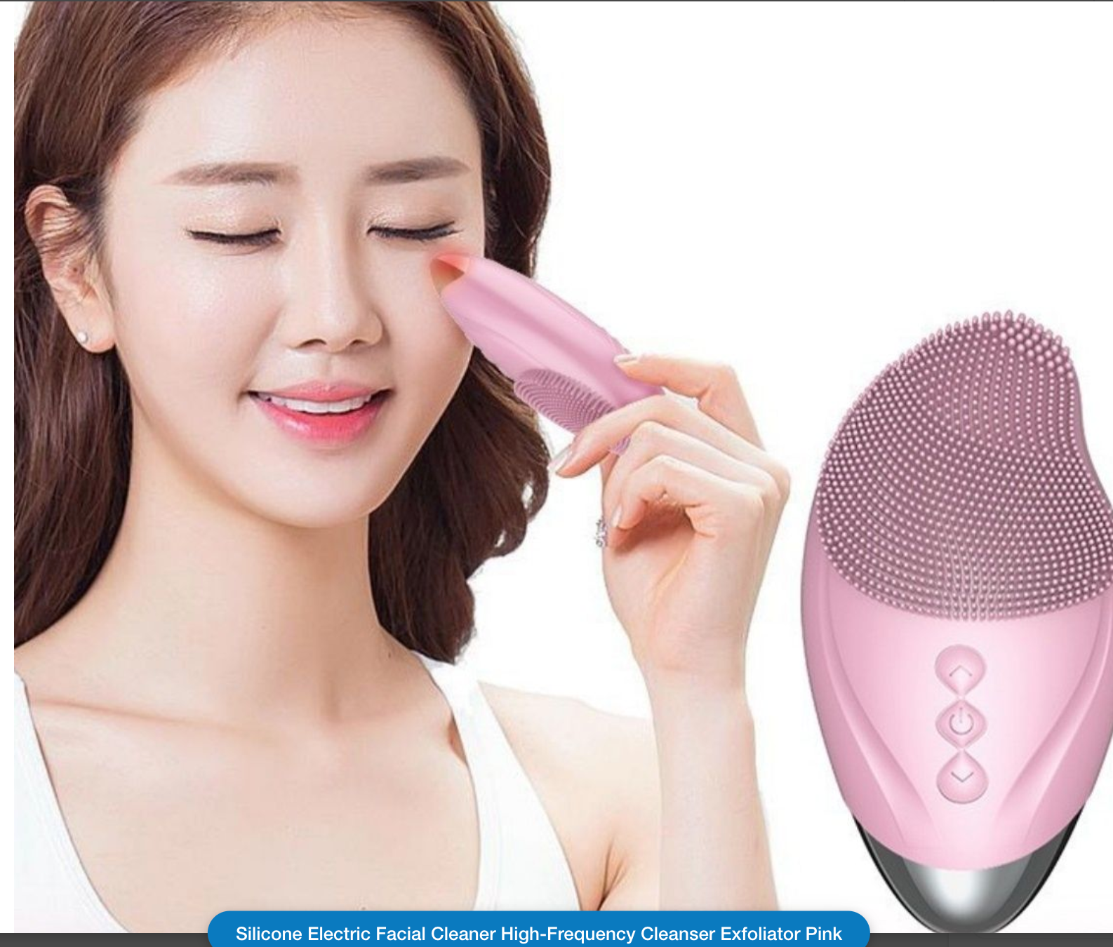 Silicone Electric Facial Cleaner High-Frequency Cleanser Exfoliator Pink