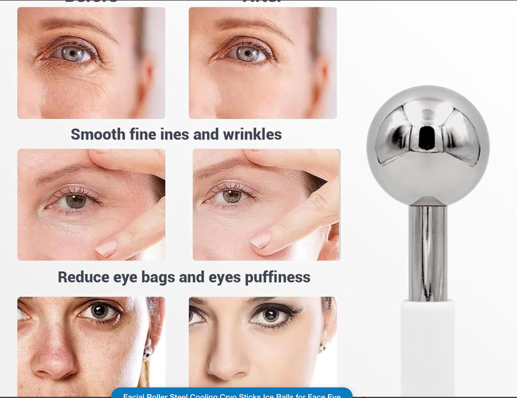 Facial Roller Steel Cooling Cryo Sticks Ice Balls for Face Eye