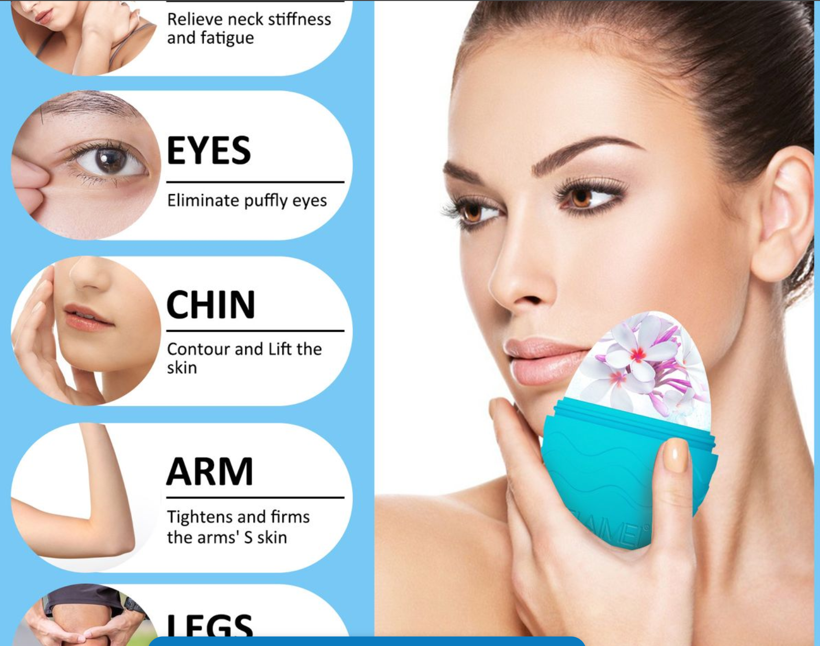 Ice Face Roller, Facial Icing Treatment Tool, Silicone Massage Rolle