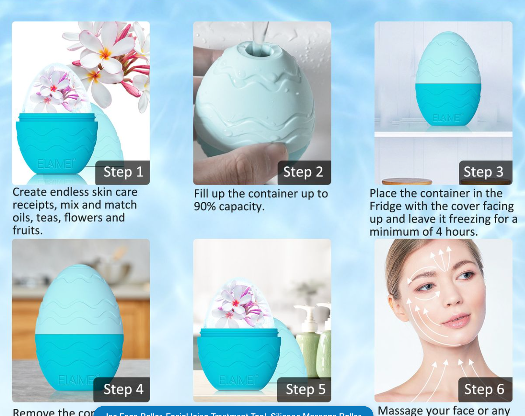 Ice Face Roller, Facial Icing Treatment Tool, Silicone Massage Rolle