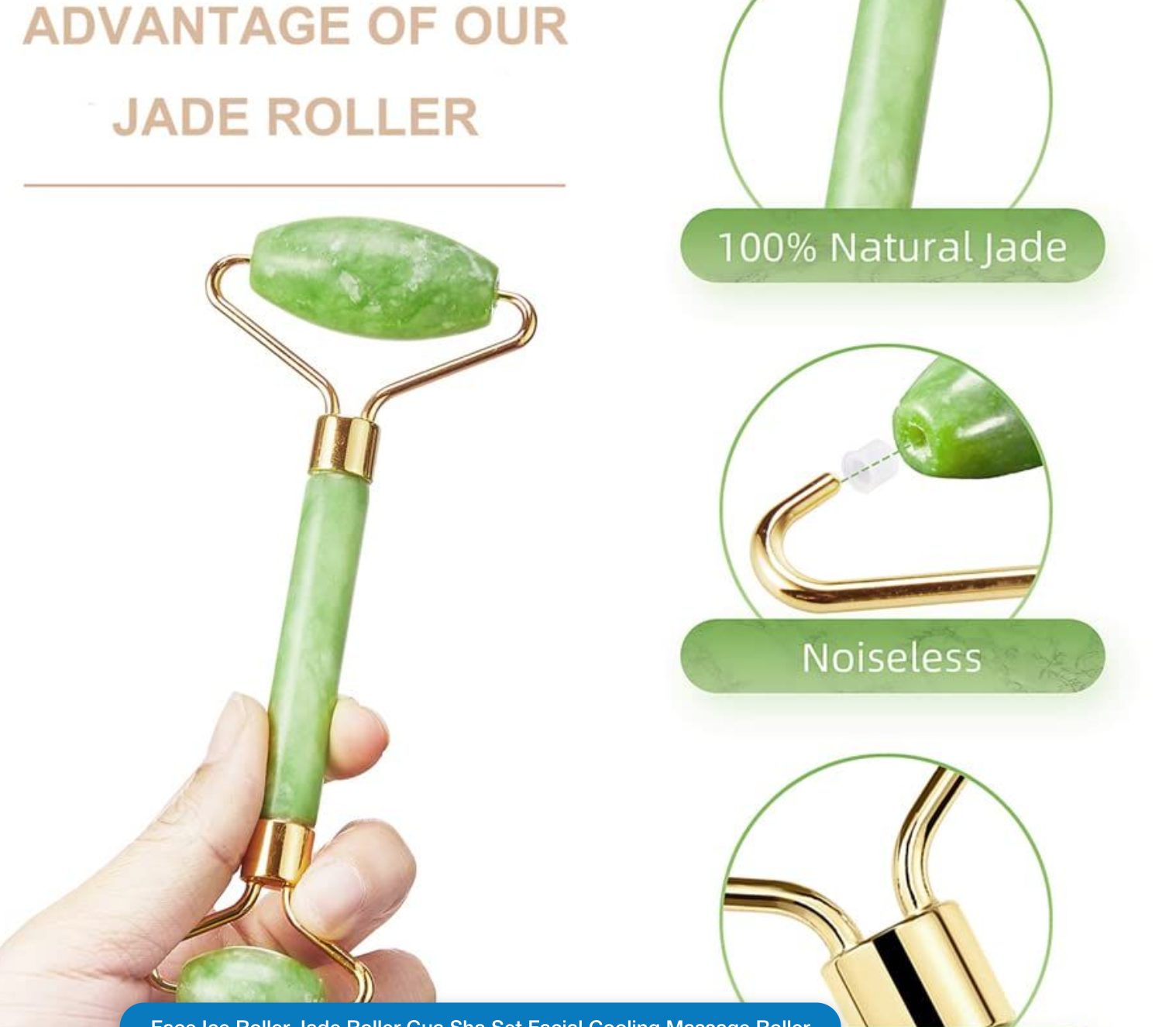 Face Ice Roller Jade Roller Gua Sha Set Facial Cooling Massage Roller
