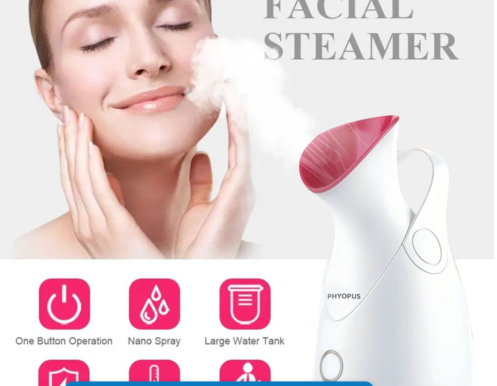 Facial Steamer Nano Ionic Warm Mist Humidifier Face Deep Cleaning Sauna SPA