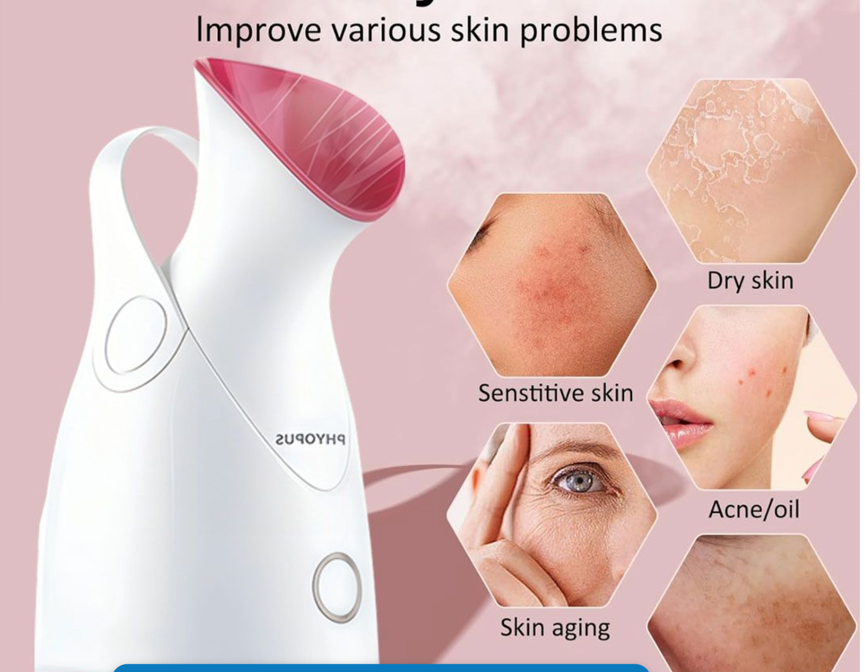 Facial Steamer Nano Ionic Warm Mist Humidifier Face Deep Cleaning Sauna SPA