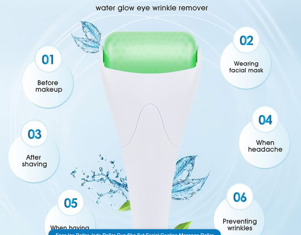 Face Ice Roller Jade Roller Gua Sha Set Facial Cooling Massage Roller