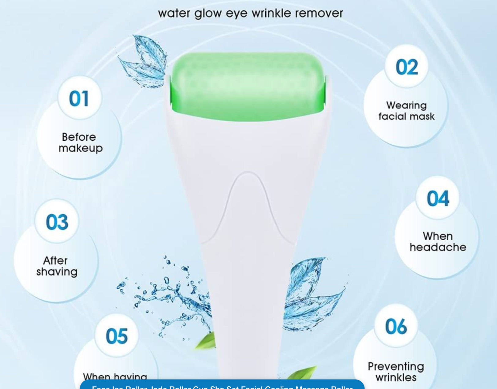 Face Ice Roller Jade Roller Gua Sha Set Facial Cooling Massage Roller