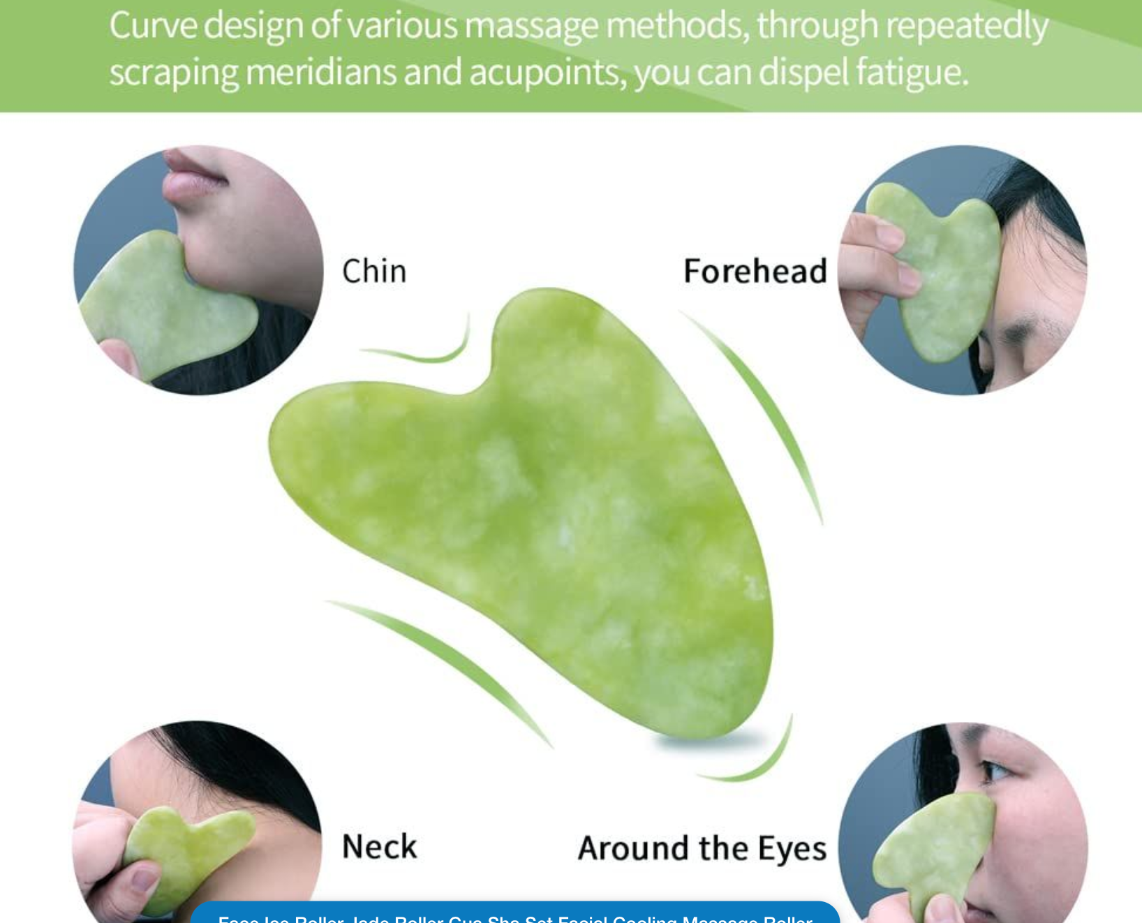 Face Ice Roller Jade Roller Gua Sha Set Facial Cooling Massage Roller