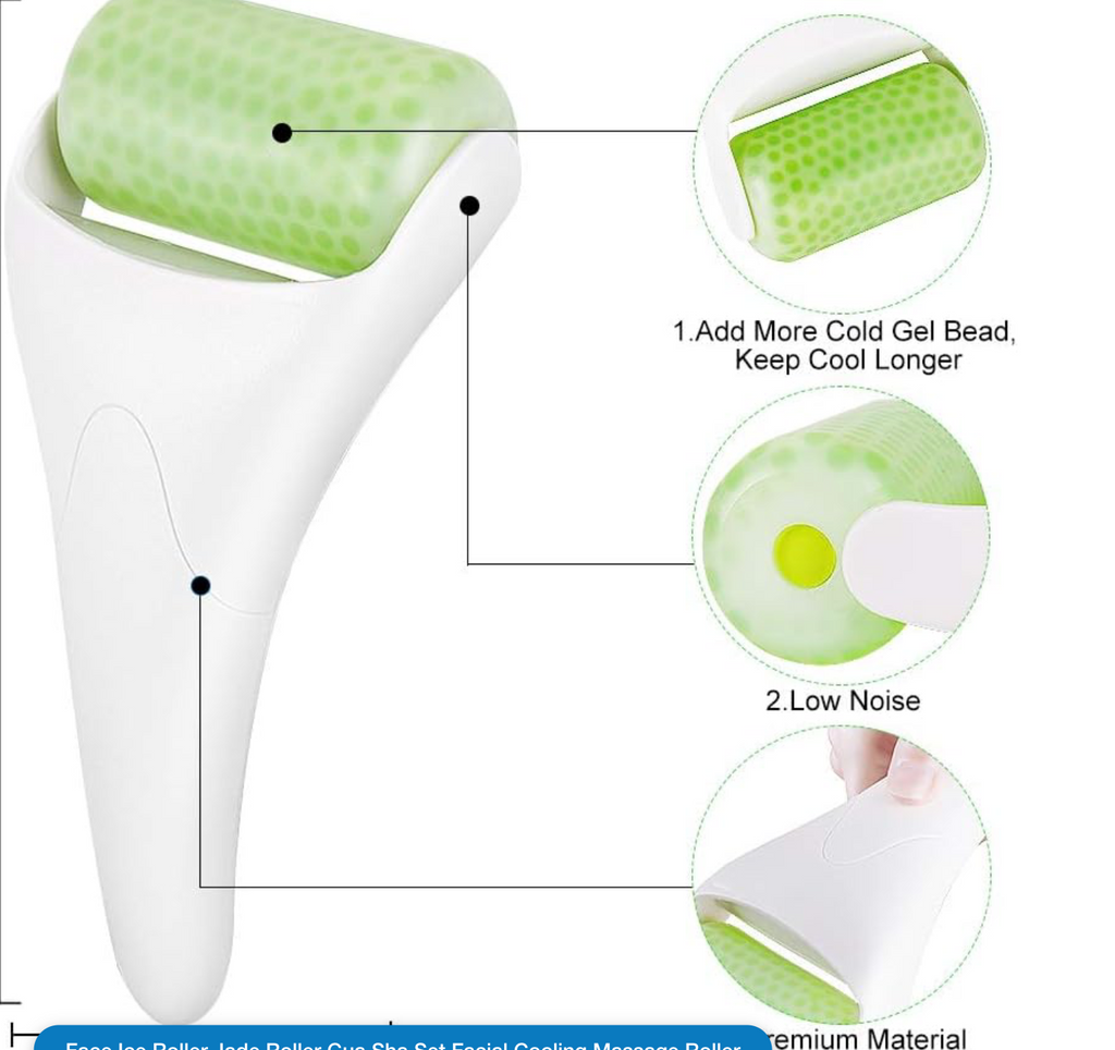 Face Ice Roller Jade Roller Gua Sha Set Facial Cooling Massage Roller