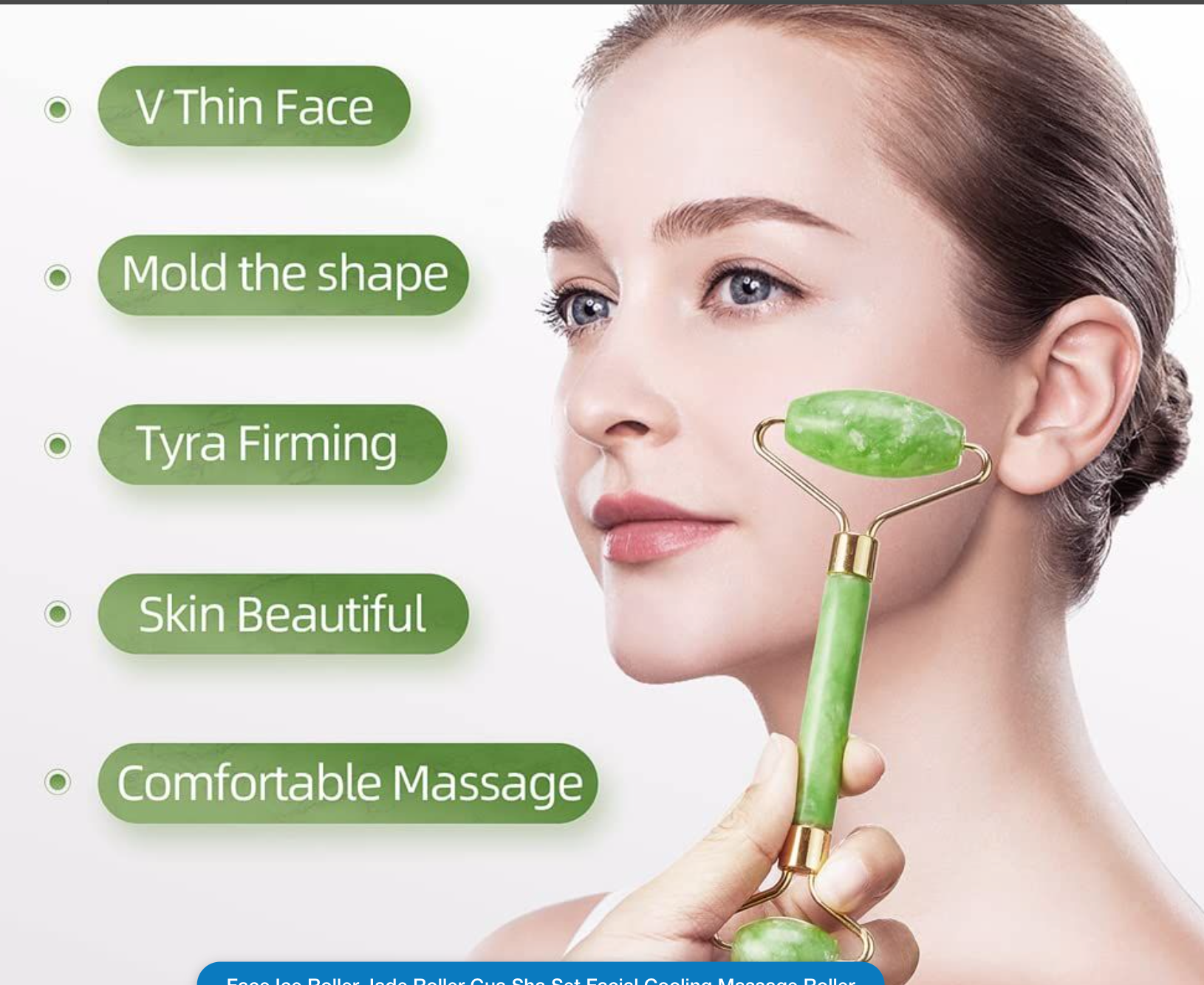 Face Ice Roller Jade Roller Gua Sha Set Facial Cooling Massage Roller