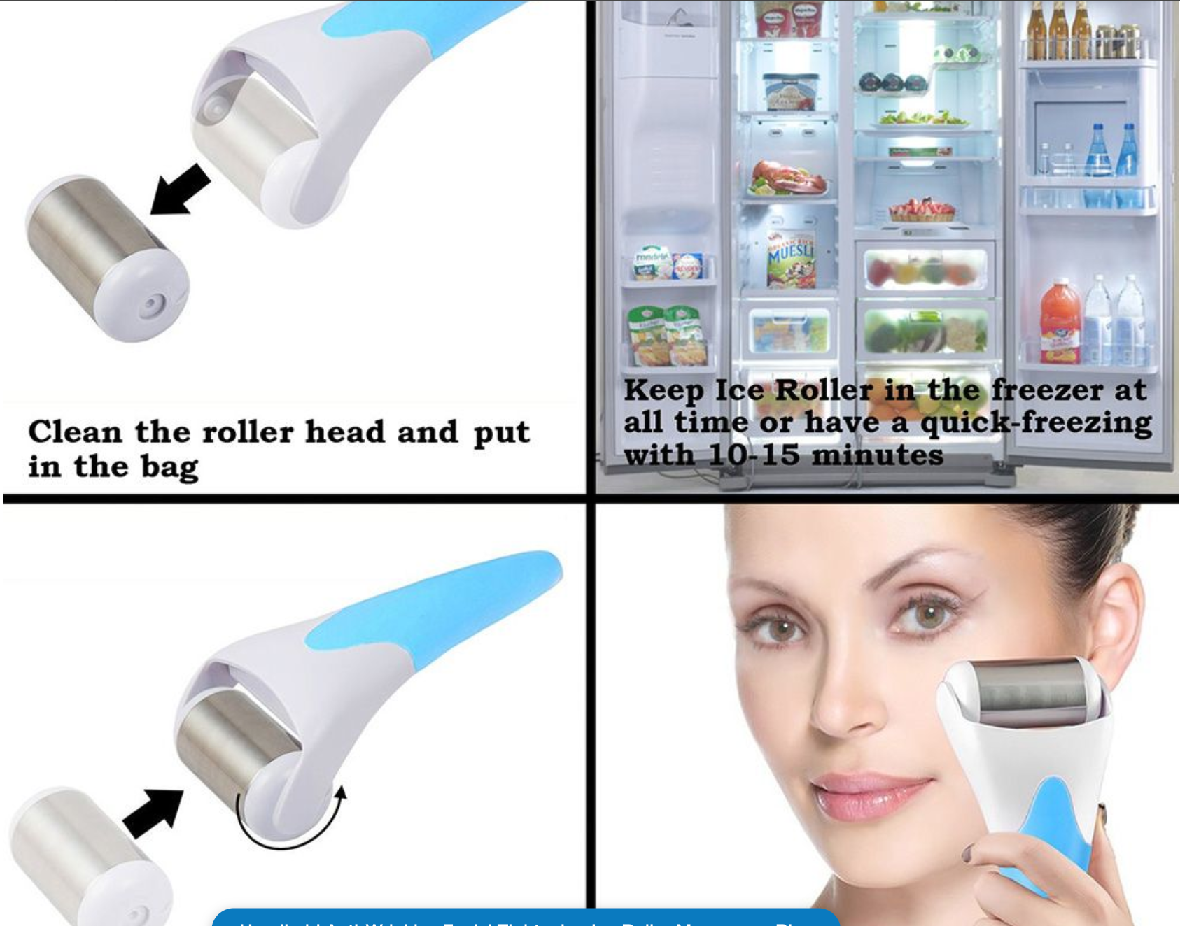 Handheld Anti-Wrinkles Facial Tightening Ice Roller Massager