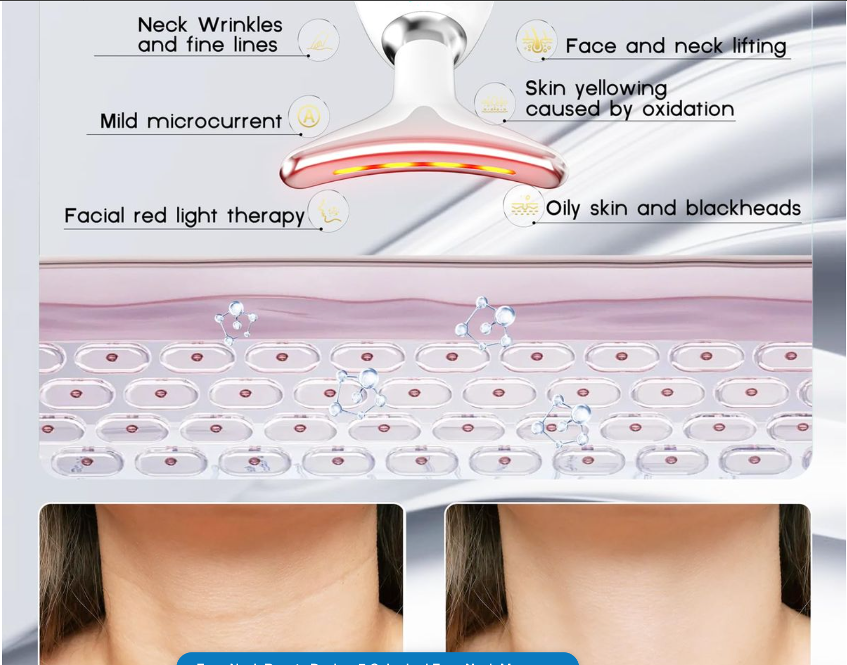 Face Neck Beauty Device, 7 Color Led Face Neck Massager