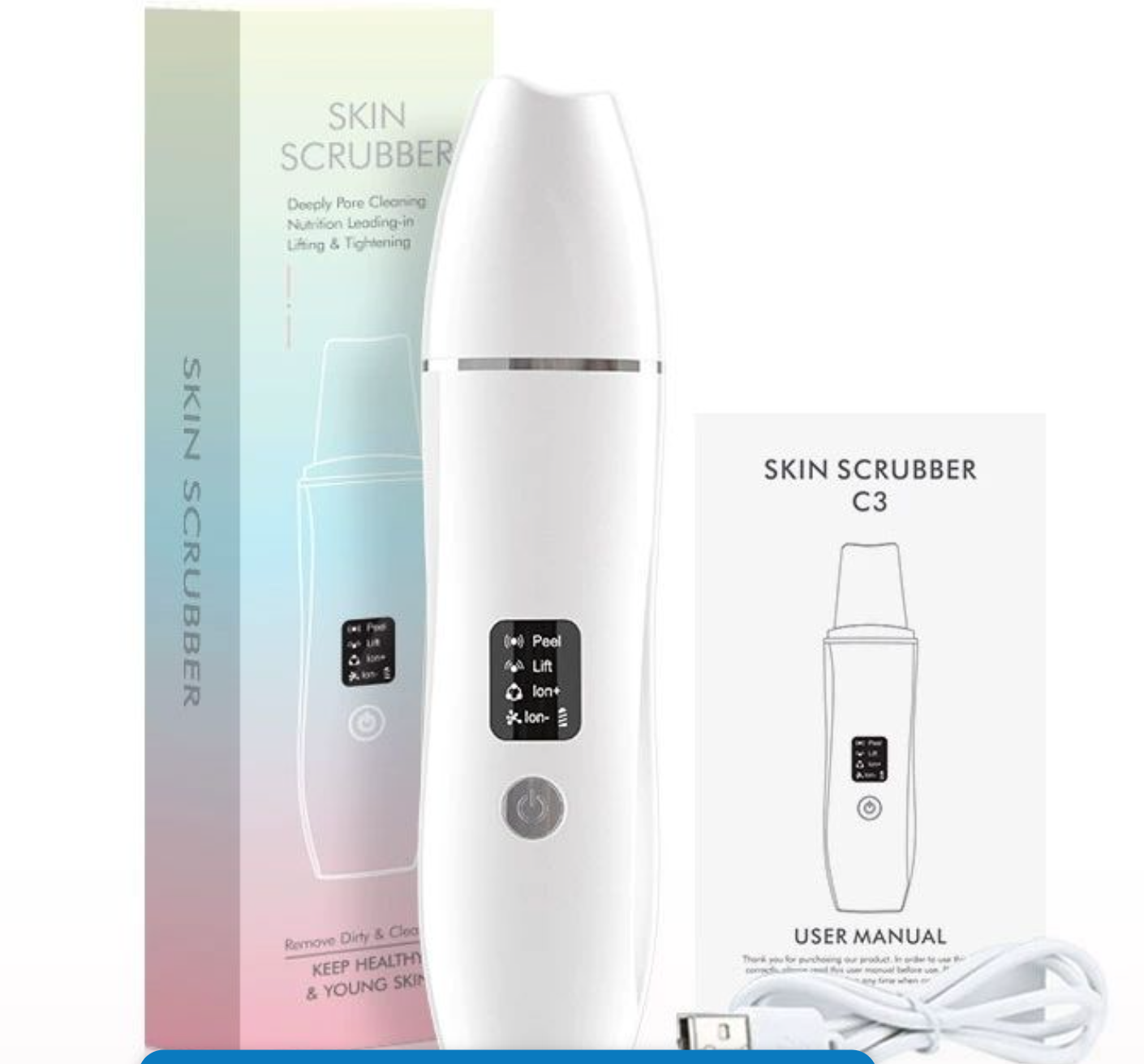 EMS Ultrasonic Shovel Positive And Negative Ion Facial Pore Cleaner