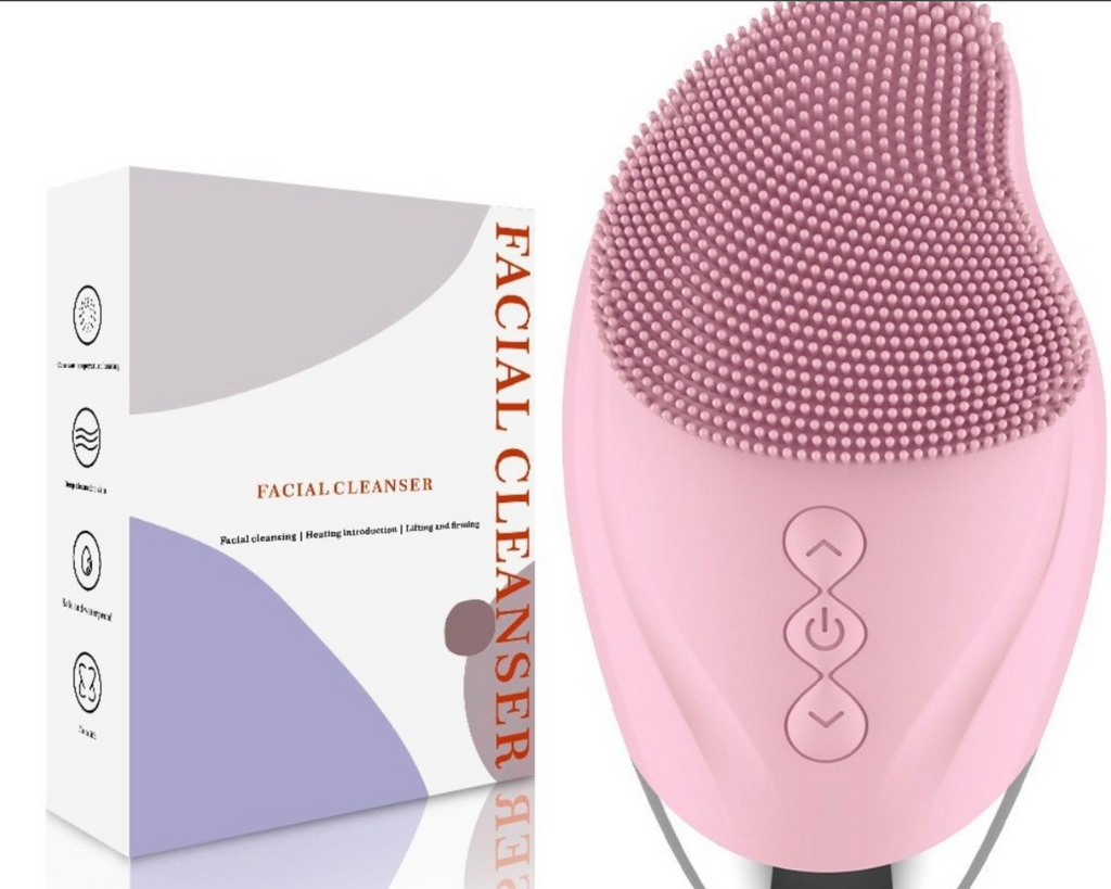 Silicone Electric Facial Cleaner High-Frequency Cleanser Exfoliator Pink
