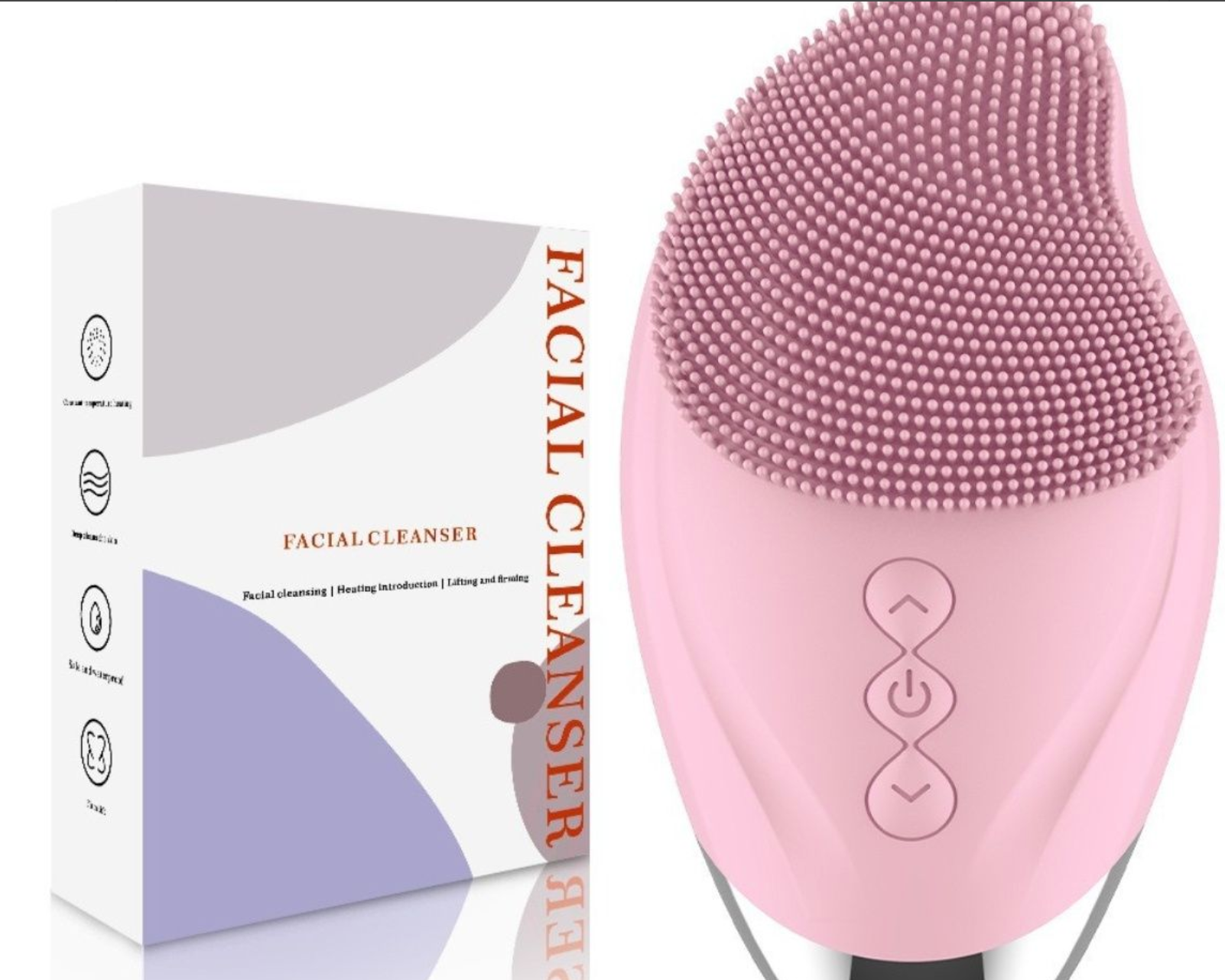 Silicone Electric Facial Cleaner High-Frequency Cleanser Exfoliator Pink