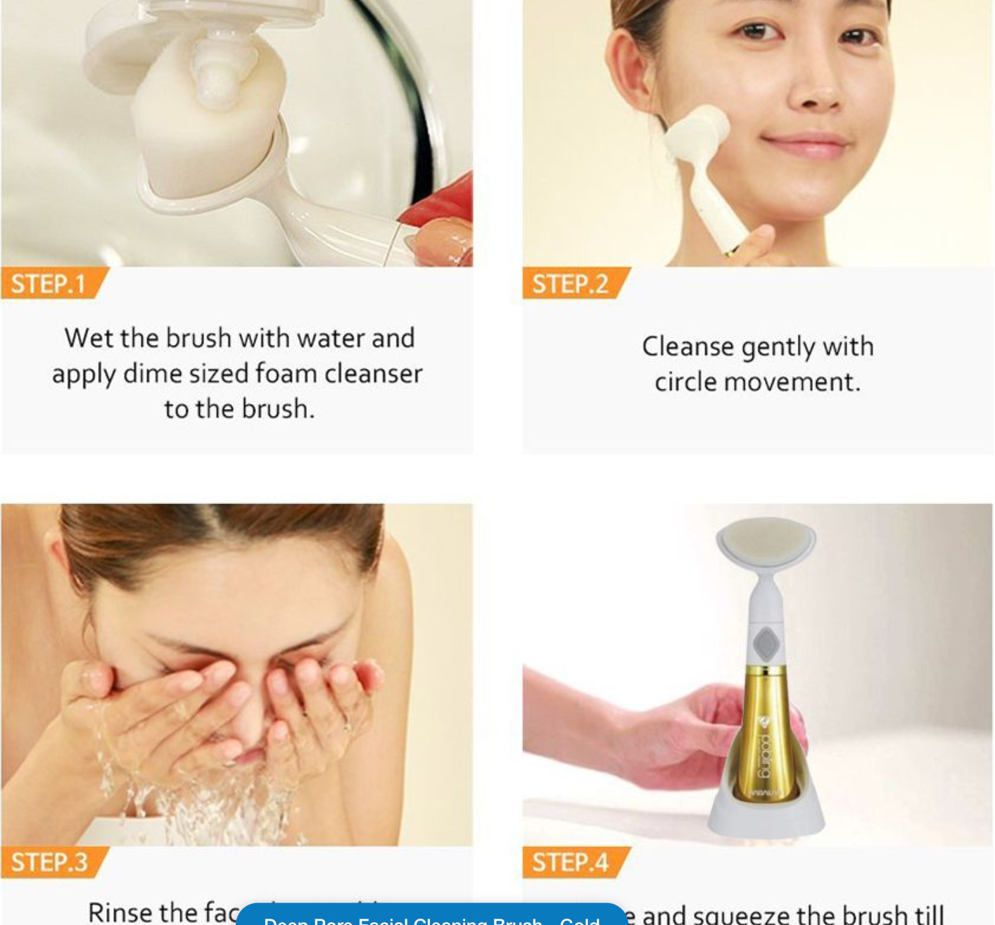 Deep Pore Facial Cleaning Brush - Gold