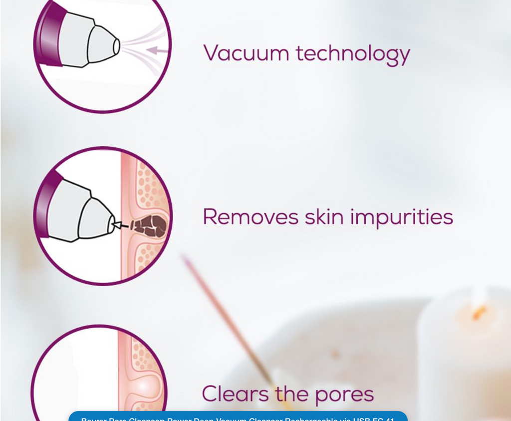 Beurer Pore Cleanser: Power Deep Vacuum Cleanser Rechargeable via USB FC 41