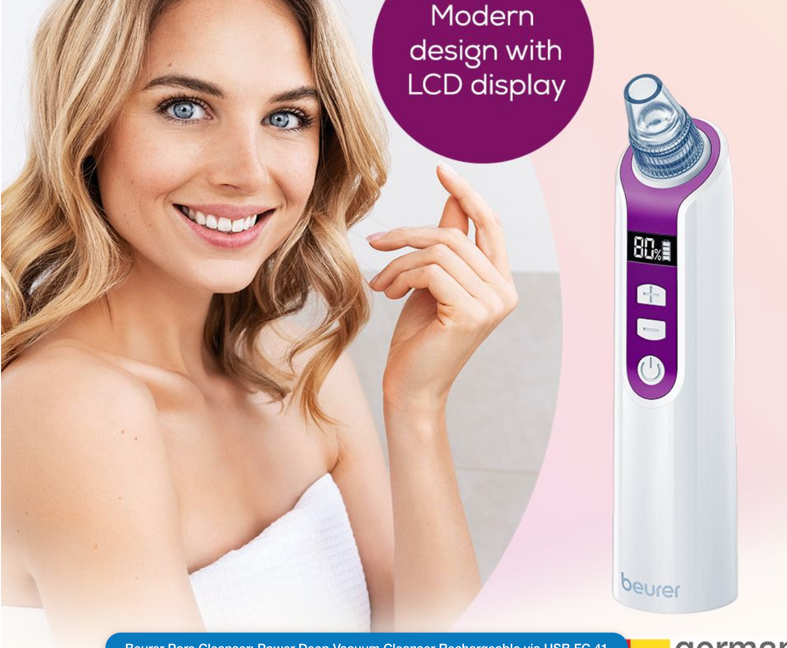 Beurer Pore Cleanser: Power Deep Vacuum Cleanser Rechargeable via USB FC 41