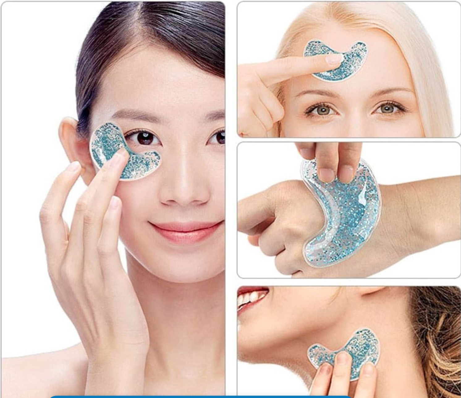 Reusable Eye Fatigue Cooling & Heating Dark Eye Gel Pads Treatment Silver